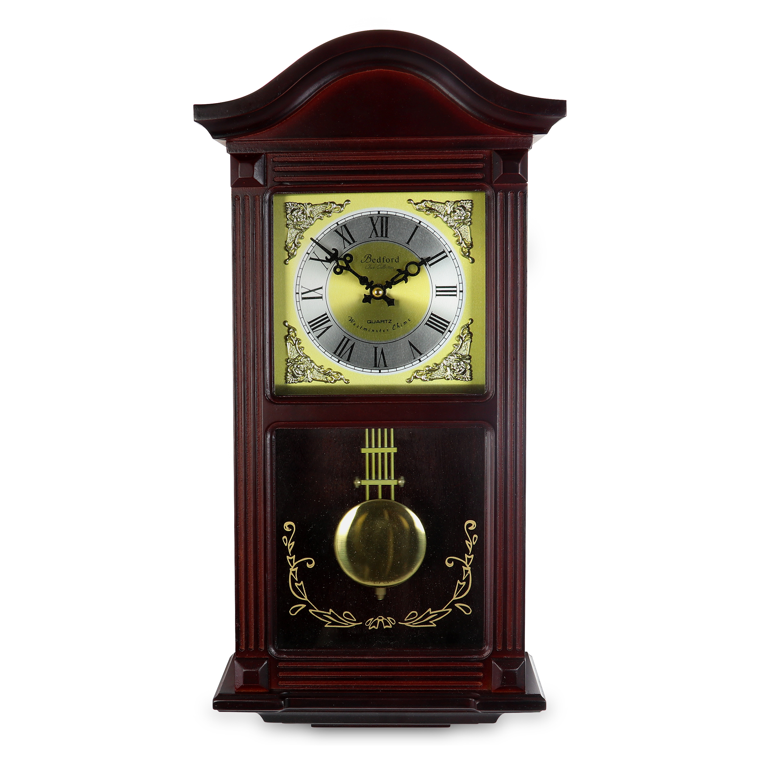 Bedford Clock Collection Weathered Chocolate Wood 25 Wall Clock